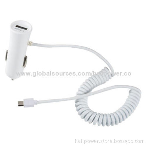 Portable Dual-USB Ports Car Charger, 12V DC Input, Sized 25*24.8*70.5mmNew